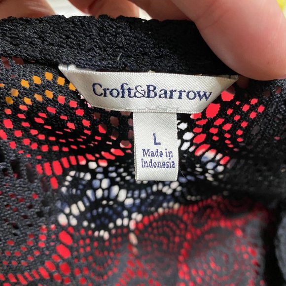 L Croft & Barrow Black Mesh Swim Coverup w/Bead Accents at Front Shoulders - Picture 7 of 9